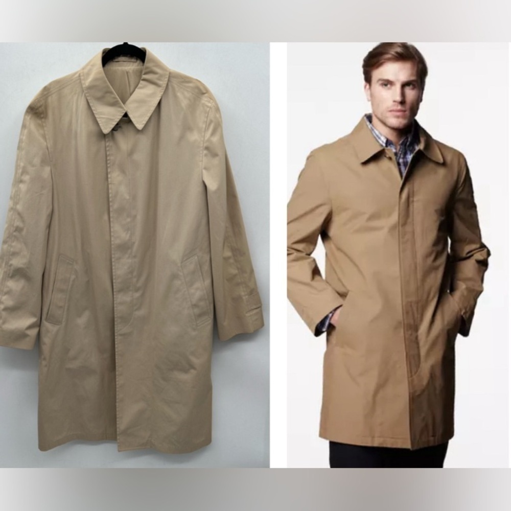 LONDON FOG 42 Men Vintage tan rainproof 60s gorpcore unisex classic trench coat - Picture 2 of 16